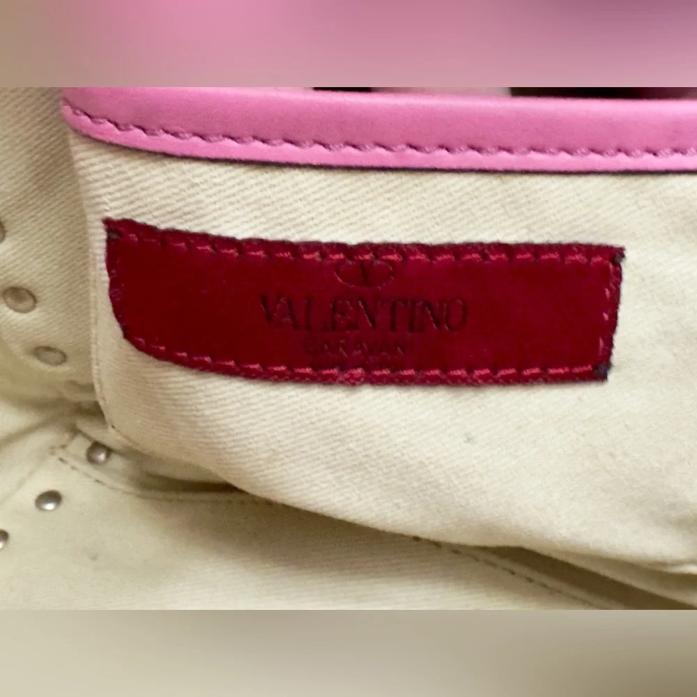 Pink Valentino Garavani Small Leather Rockstud Tote - Picture 12 of 15